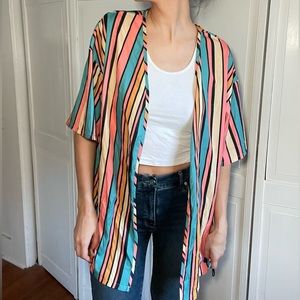 Multicolor oversized open vest